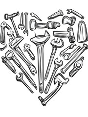 Tool Heart for Handyman Dad &ndash; Father&rsquo;s Day Coloring Page