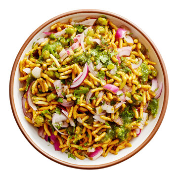 Delicious Bhel Puri Indian street food snack crispy sev puri