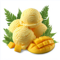 Yellow Ice Cream with Mango Chunks