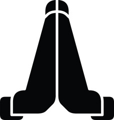 Black Simplistic Icon Representing Praying Hands in Vector Silhouette Style