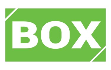 BOX text written on green stamp sign.