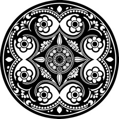 black and white round ornament mandala design