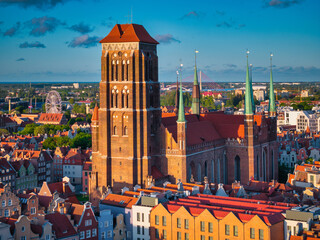 Main town of Gdansk with the historic architecture at sunset, Poland.