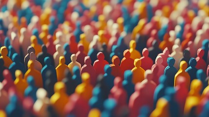 Obraz premium Crowd of People Figures in Varied Colors Illustrating Community and Diversity Concept with Blurred Background