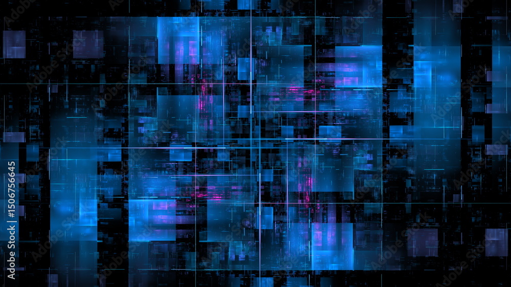 Aufkleber colorful geometric shapes overlap in shades of blue and black, creating a captivating abstract compo