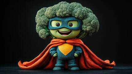 Broccoli superhero illustration