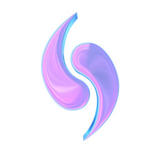 3d render of chrome shape y2k inspired yin yang