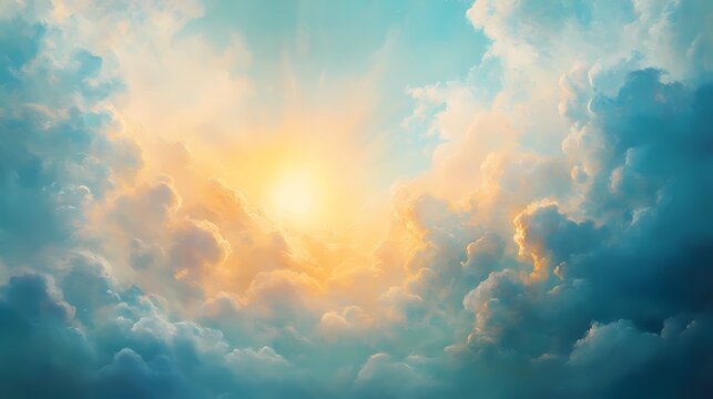 Sky texture showing sun rays through clouds, great for light-rich patterns, dreamlike wallpapers, and scenic backdrops.