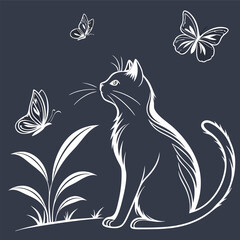 Obraz premium cat vector art illustration silhouette