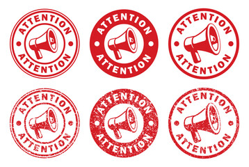 Megaphone news attention round Grunge stamp icon shape symbol. Voice sound speech logo silhouette sign. Loudspeaker amplifier. Vector illustration image. Isolated on white background.