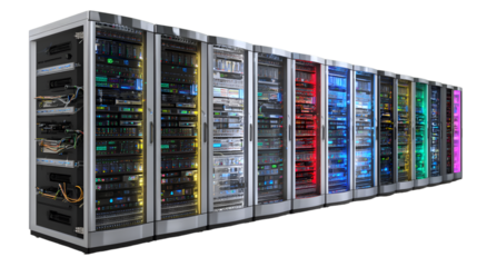 Colorful Server Racks Data Center Technology Infrastructure