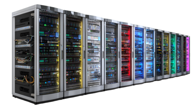 Colorful Server Racks Data Center Technology Infrastructure - Powered by Adobe