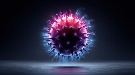 Artistic Cross Section of a Virus Cell Revealing Detailed Structure and Vibrant Colors in 3D Visualization