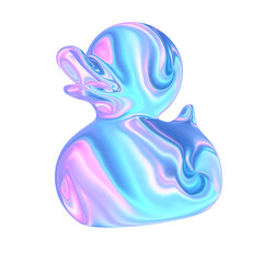 3d render of chrome shape y2k inspired duck