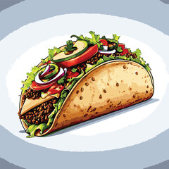 taco food vector digital art