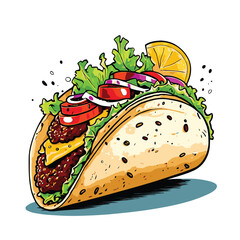 taco food vector digital art