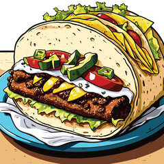 taco food vector digital art