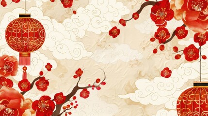 Festive Asian-inspired floral wall art