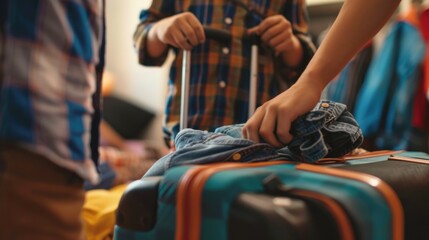 Family packing for a trip