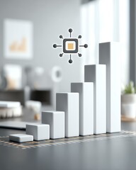 intelligent robot marketing ai A modern business environment showcasing growth through a stylized bar graph and digital technology integration for visual impact.