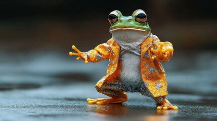 Frog in raincoat image