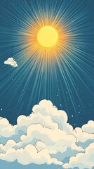 Cloudscape texture with radiant sun rays breaking through, ideal for atmospheric backgrounds, uplifting visuals, and nature-inspired compositions.