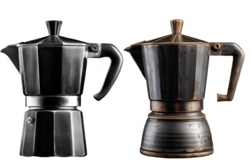 Two Espresso Makers on Transparent Background