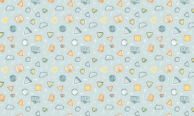 Playful Collage Style Geometric Pattern - Vibrant Textured Elements