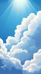 Cloudscape texture with radiant sun rays breaking through, ideal for atmospheric backgrounds, uplifting visuals, and nature-inspired compositions.
