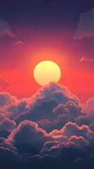Cloudscape texture with radiant sun rays breaking through, ideal for atmospheric backgrounds, uplifting visuals, and nature-inspired compositions.