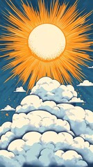Radiant sun rays over soft cloud texture, great for inspirational backgrounds, weather visuals, and ethereal design projects.