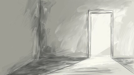 Empty room with open door