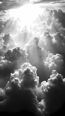 Radiant sun rays over soft cloud texture, great for inspirational backgrounds, weather visuals, and ethereal design projects.