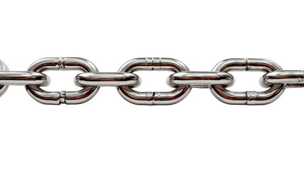 Fototapeta premium Stainless Steel Chain Link: Close-up of a gleaming stainless steel chain, showcasing the intricate details of each link's construction. The image exudes strength, resilience.