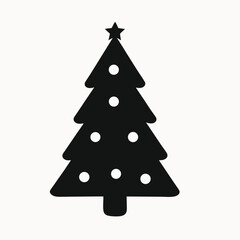 Fototapeta premium Simple Black Silhouette Christmas Tree Icon Festive Holiday Symbol