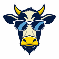 A cow head is wearing aviator goggles, a silhouette