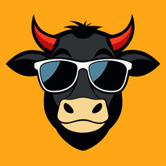 A cow head is wearing a top hat silhouette