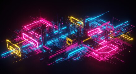 Neon Cityscape Illustration