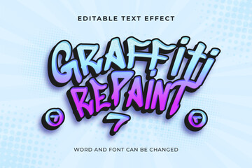 Editable graffiti text effect in vibrant blue and purple tones with 3D bold shadow style. Perfect for street art, poster, or modern youth design.
