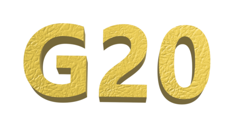G20、金色の立体のロゴ、3D制作