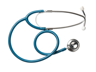 Blue stethoscope isolated on transparent background for medical examination use