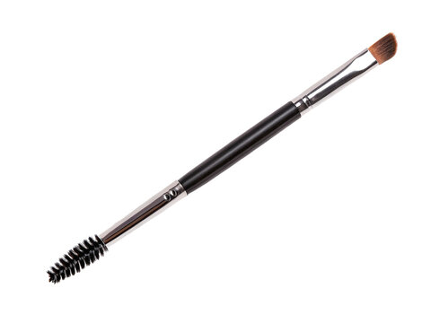 Dual-ended eyebrow brush isolated on transparent background for makeup application