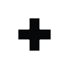 A simple black cross icon on a white background. Minimalist and versatile for various uses.