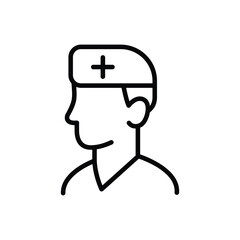 Simple line art icon of a doctor. Suitable for medical websites and apps.