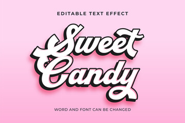 Editable text effect with sweet candy style and playful script font. Perfect for bakery, kids, dessert, cute branding, and feminine projects.