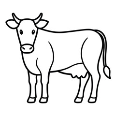 Black and White Cow Outline Symbol – Editable Vector Design