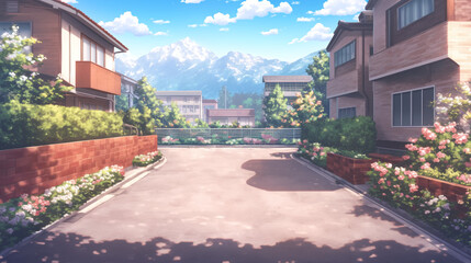 Fototapeta premium Japanese Townhouses in a Peaceful Neighborhood