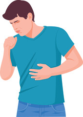Cough, Man Coughing vector illustration, medical illustration