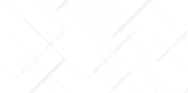 Modern Abstract white background design with layers of textured white transparent material in triangle and squares shapes. White color technology concept geometric line vector background.