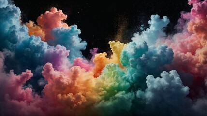 rainbow smoke on a black background